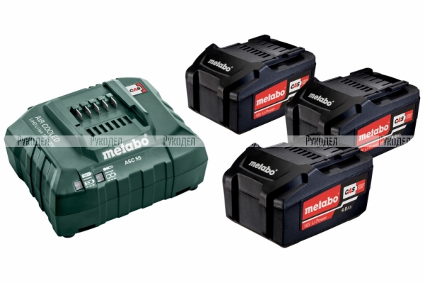 Аккумуляторы 3 шт. (4 А*ч; 18 В; Li-Ion) и ЗУ ASC 30-36 Basic-Set Metabo 685049000