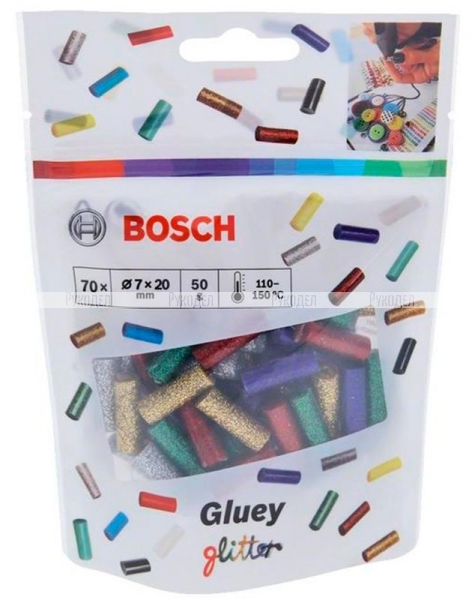 Клеевые стержни Bosch для Gluey 7x20 мм 70 шт. с блестками