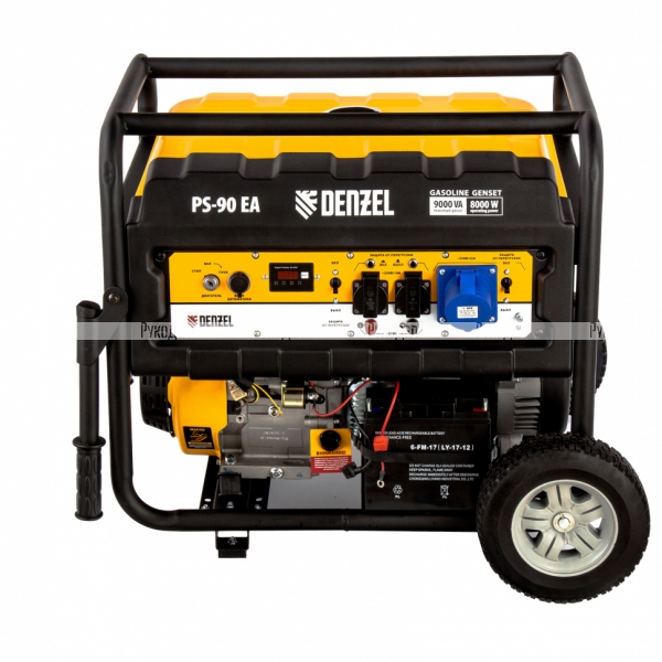 Генератор бензиновый PS 90 EA, 9.0 кВт, 230В, 25 л, коннектор автоматики, электростартер Denzel (946934)