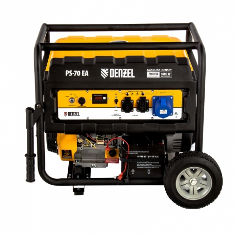 products/Генератор бензиновый PS 70 EA, 7.0 кВт, 230 В, 25 л, коннектор автоматики, электростартер Denzel (946894)