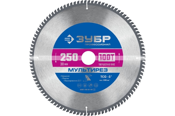 Пильный диск по алюминию ЗУБР Мультирез 250x30 мм, 100Т 36907-250-30-100_z01