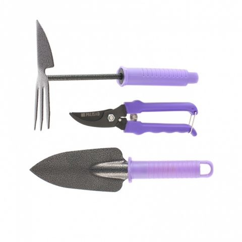 products/Набор садового инструмента с секатором, пластиковые рукоятки, 3 предмета, Standard Palisad, 62904