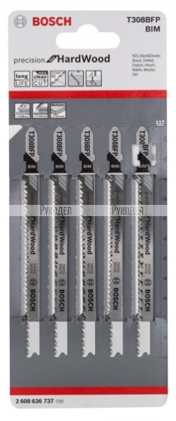 Полотно пильное T 308 BFP Precision for Hard Wood 5 шт. (117 мм; BIM) Bosch 2608636737