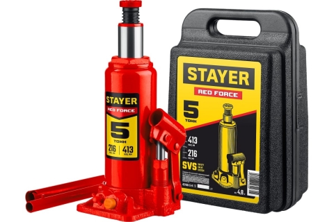 products/Бутылочный гидравлический домкрат STAYER Red Force в кейсе 5 т 43160-5-K_z01