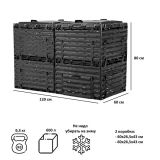 Компостер Piteco с крышкой 600 л чёрный К1160