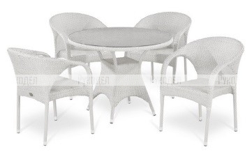 Комплект мебели  (иск. ротанг)  4+1 T220CW/Y290W-W2 White 4Pcs