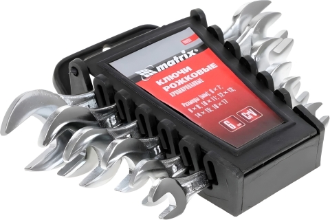 products/Набор ключей рожковых, 6 х 17 мм, 6 шт., CrV, хромированные MATRIX 15231