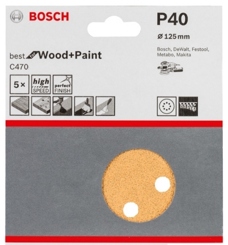 products/5 шлифлистов ?125мм K40 Best for Wood+Paint 2608605067