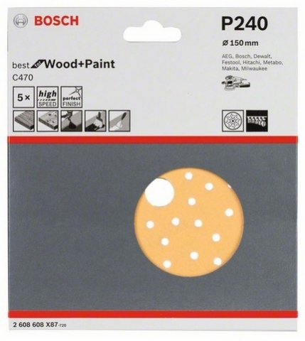 products/5 шлифлистов Best for Wood+Paint Multihole ?150 K240 2608608X87