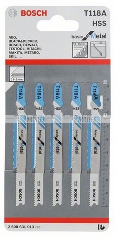 5 ЛОБЗИКОВЫХ ПИЛОК T 118 А, HSS 2608631013