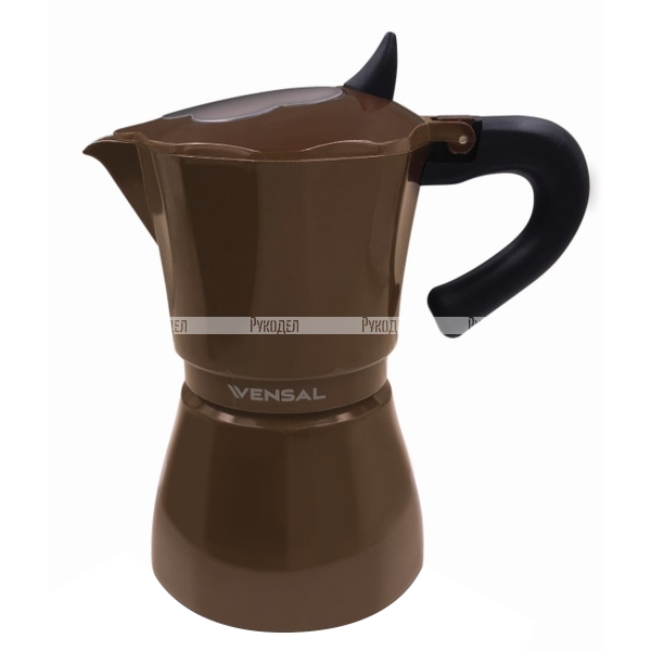 Гейзерная кофеварка Vensal VS3205  300 мл 6 чашек литой алюминий цвет черный