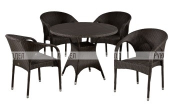 Комплект мебели  (иск. ротанг)  4+1 T707ANS/Y350-W53 4 Pcs Brown 