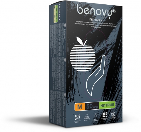 products/Перчатки BENOVY™ нитриловые 3,5гр. (50 пар), черный, Факел арт. 87473776