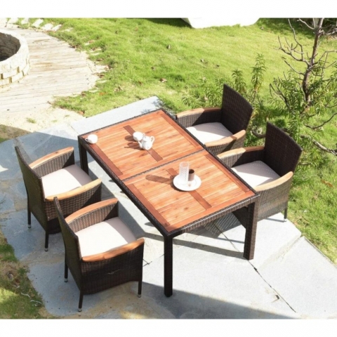 products/Комплект плетеной мебели AFM-460 150x90 Brown (4+1) Afina
