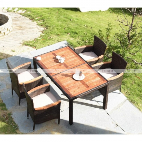 Комплект плетеной мебели AFM-460 150x90 Brown (4+1) Afina