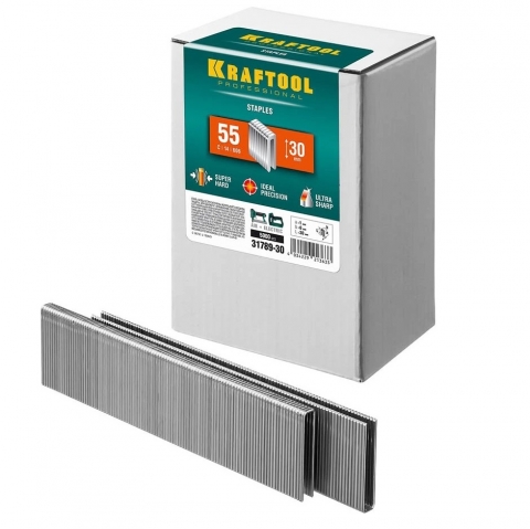 products/Закаленные скобы для степлера узкие Kraftool тип 55 30 мм 5000 шт. 31789-30