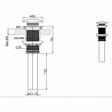 Донный клапан, латунь, с переливным отверстием, черный Bravat P6420BW-ENG