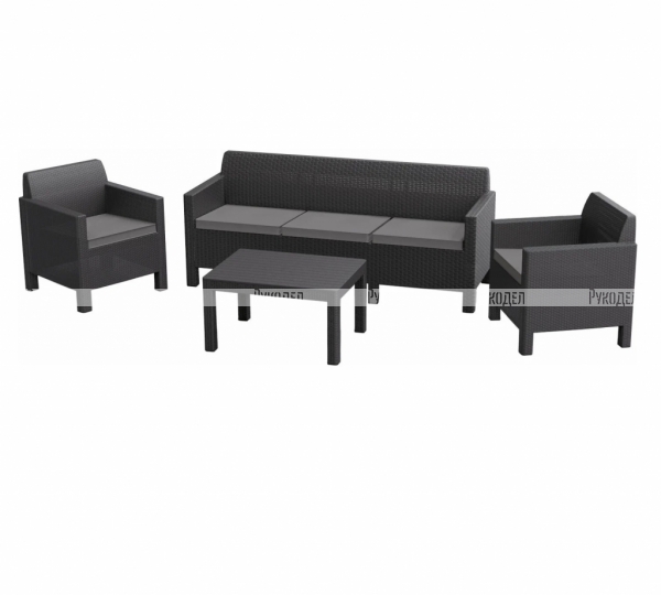 Комплект мебели Keter Orlando Set with 3 seat sofa (17202802), графит 226512