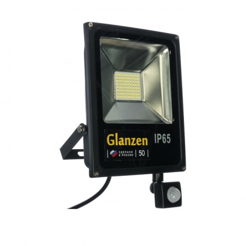 products/Светодиодный прожектор c датчиком движения GLANZEN FAD-0013-50 (50 Вт, 6000 К, SIP) 00-00001796