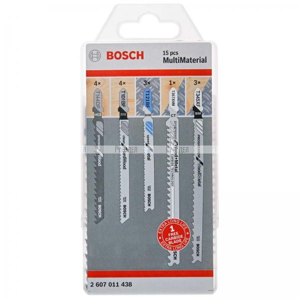 Набор пилок для лобзика по дереву и металлу (15 шт.) Bosch 2607011438