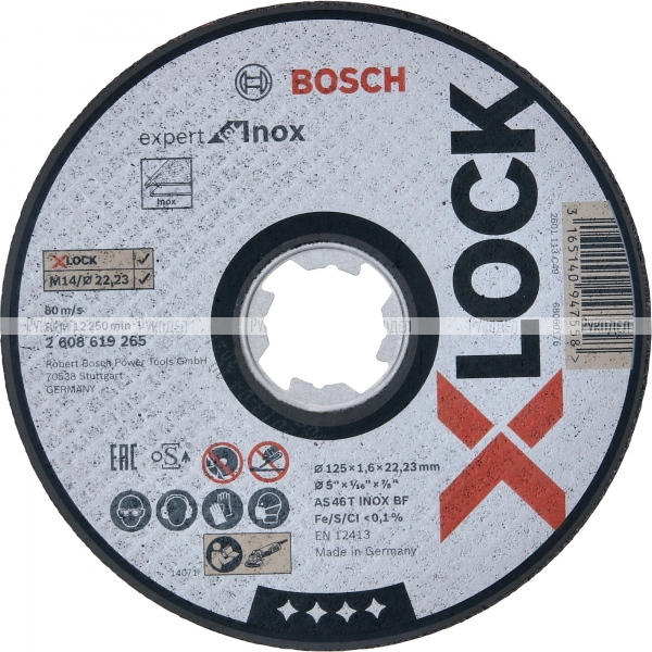 X-LOCK Отрезной диск Bosch Expert for Metal & Inox 125x1x22.23 прямой
