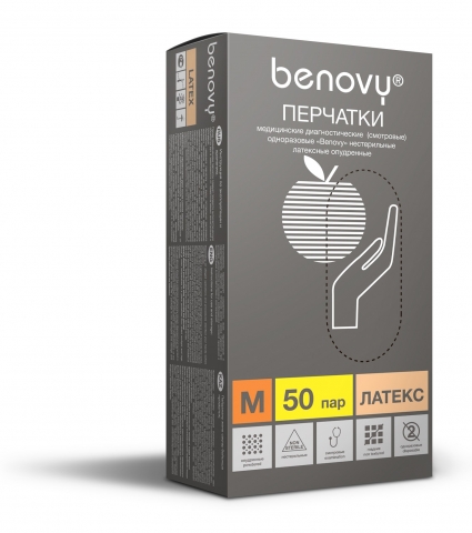 products/Перчатки BENOVY™ латексные опудренные 4,9гр. (50 пар), Факел арт. 87473777