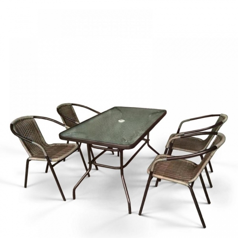 products/Комплект мебели Afina для летнего кафе Николь-3B CDC01/CDT016-120х70 Brown (4+1), арт. CDC01/CDT016-120х70 Brown 4Pcs