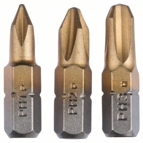 products/Набор из 3 насадок-бит Bosch Titanium (PH) PH1; PH2; PH3; 25 mm (арт. 2609255965)