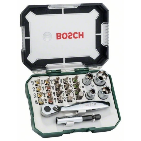products/Набор бит-26 с ключом-трещоткой Bosch (арт. 2607017322)