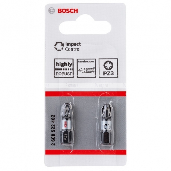 Бита винтоверта Bosch PZ3 25 мм (2 шт.) (арт. 2608522402)