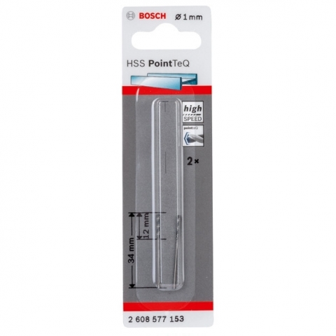 products/Спиральное сверло Bosch HSS PointTeQ 1.0 мм DIN 338 (135 град.) по металлу (арт. 2608577153)