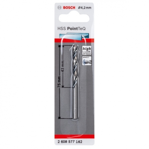 products/Спиральное сверло Bosch HSS PointTeQ 4.2 мм DIN 338 (135 град.) по металлу (арт. 2608577162)