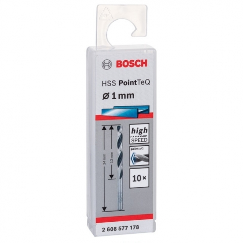 products/Спиральное сверло Bosch HSS PointTeQ 1.0 мм DIN 338 (135 град.) по металлу (10 шт.) (арт. 2608577178)