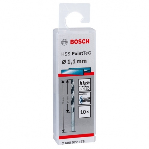 products/Спиральное сверло Bosch HSS PointTeQ 1.1 мм DIN 338 (135 град.) по металлу (10 шт.) (арт. 2608577179)