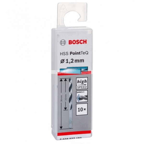 Спиральное сверло Bosch HSS PointTeQ 1.2 мм DIN 338 (135 град.) по металлу (10 шт.) (арт. 2608577180)