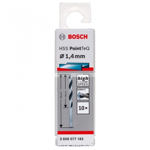 Спиральное сверло Bosch HSS PointTeQ 1.4 мм DIN 338 (135 град.) по металлу (10 шт.) (арт. 2608577182)