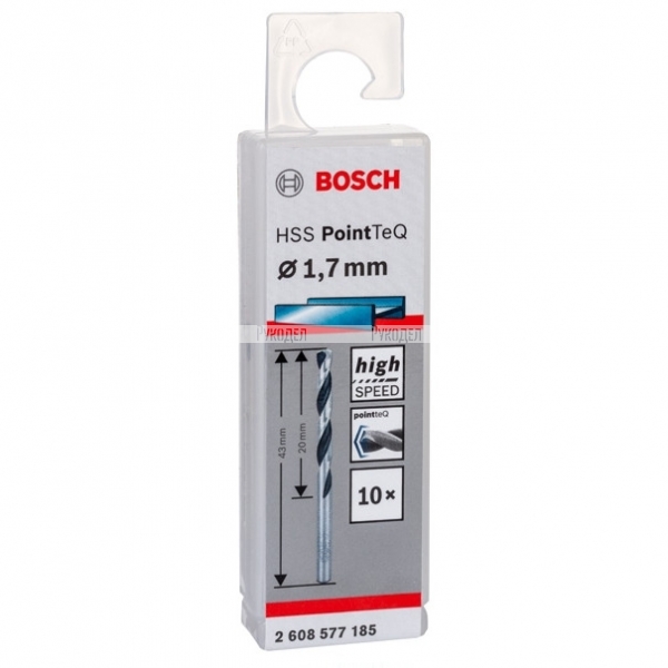 Спиральное сверло Bosch HSS PointTeQ 1.7 мм DIN 338 (135 град.) по металлу (10 шт.) (арт. 2608577185)