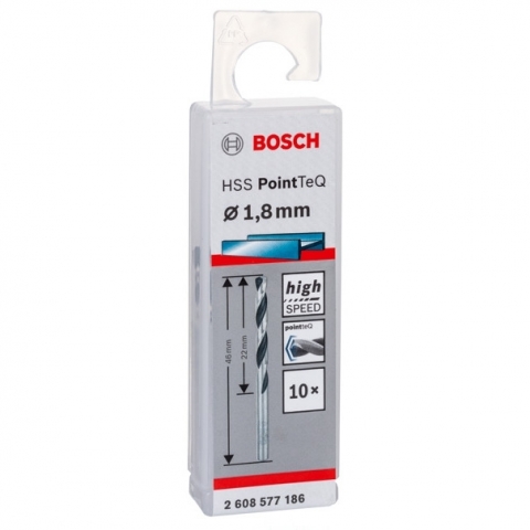 products/Спиральное сверло Bosch HSS PointTeQ 1.8 мм DIN 338 (135 град.) по металлу (10 шт.) (арт.2608577186)