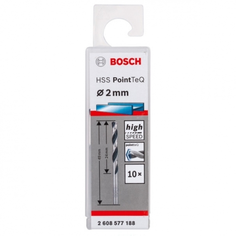 products/Спиральное сверло Bosch HSS PointTeQ 2.0 мм DIN 338 (135 град.) по металлу (10 шт.) (арт. 2608577188)