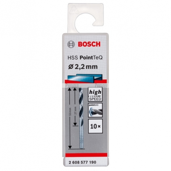 Спиральное сверло Bosch HSS PointTeQ 2.2 мм DIN 338 (135 град.) по металлу (10 шт.) (арт. 2608577190)