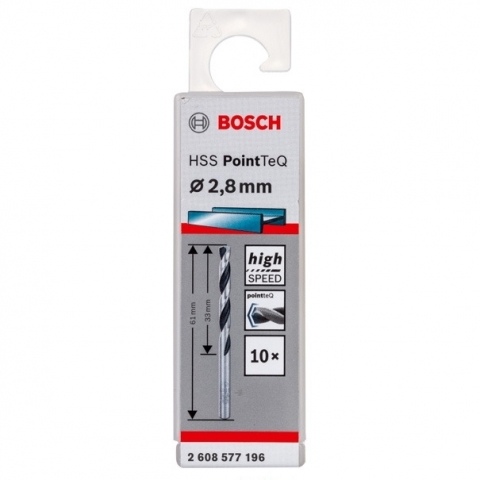 products/Спиральное сверло Bosch HSS PointTeQ 2.8 мм DIN 338 (135 град.) по металлу (10 шт.) (арт. 2608577196)