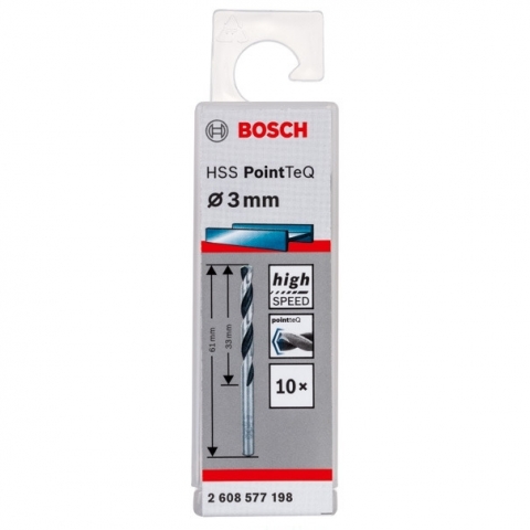 products/Спиральное сверло Bosch HSS PointTeQ 3.0 мм DIN 338 (135 град.) по металлу (10 шт.) (арт. 2608577198)