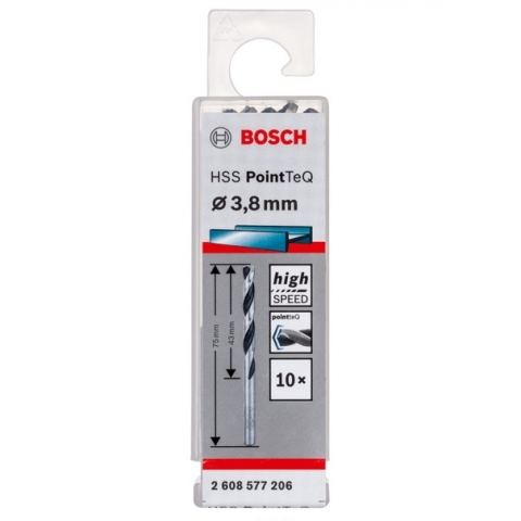 products/Спиральное сверло Bosch HSS PointTeQ 3.8 мм DIN 338 (135 град.) по металлу (10 шт.) (арт. 2608577206)