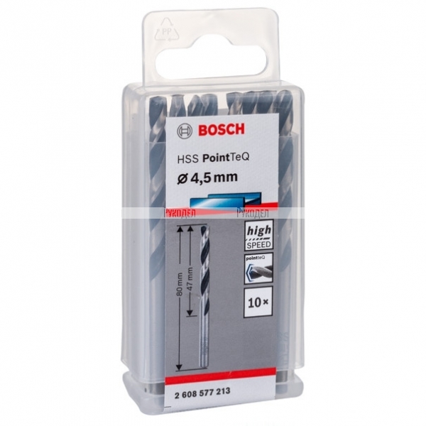 Спиральное сверло Bosch HSS PointTeQ 4.5 мм DIN 338 (135 град.) по металлу (10 шт.) (арт. 2608577213)