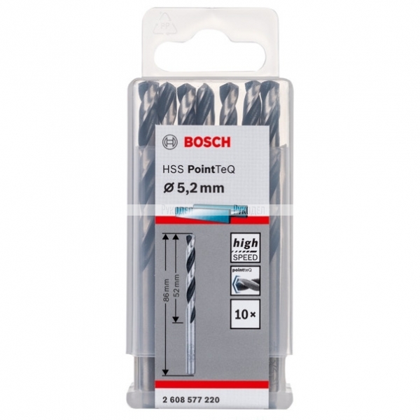 Спиральное сверло Bosch HSS PointTeQ 5.2 мм DIN 338 (135 град.) по металлу (10 шт.) (арт. 2608577220)