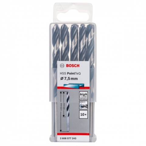 products/Спиральное сверло Bosch HSS PointTeQ 7.5 мм DIN 338 (135 град.) по металлу (10 шт.) (арт. 2608577243)