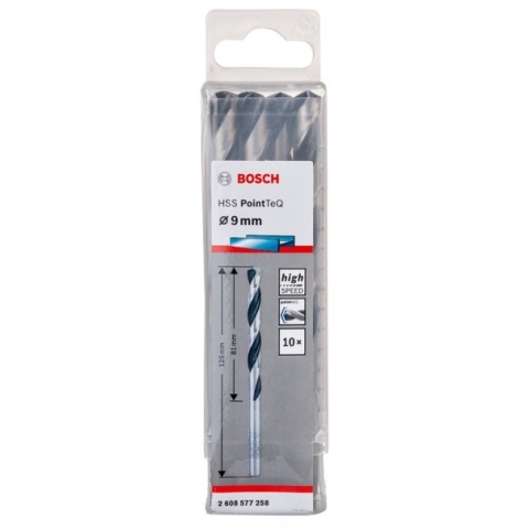 products/Спиральное сверло Bosch HSS PointTeQ 9.0 мм DIN 338 (135 град.) по металлу (10 шт.) (арт. 2608577258)