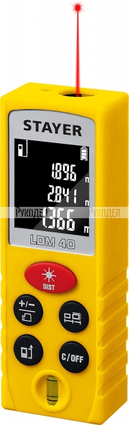 Дальномер лазерный, "LDM-40", дальность 40 м, 5 функций, STAYER Professional арт.34956