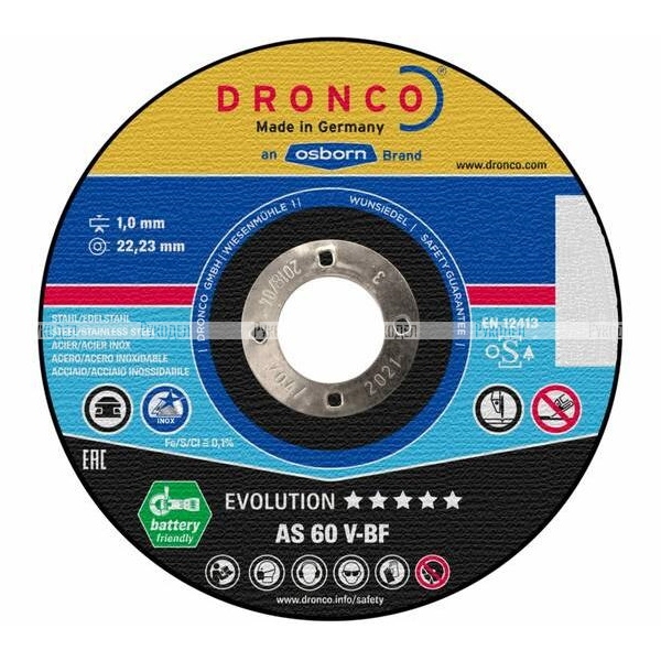 Диск отрезной по металлу Evolution AS 60 V BOX-25 (25 шт. в жестяной коробке; 125x1x22.23 мм) Dronco 6900873100