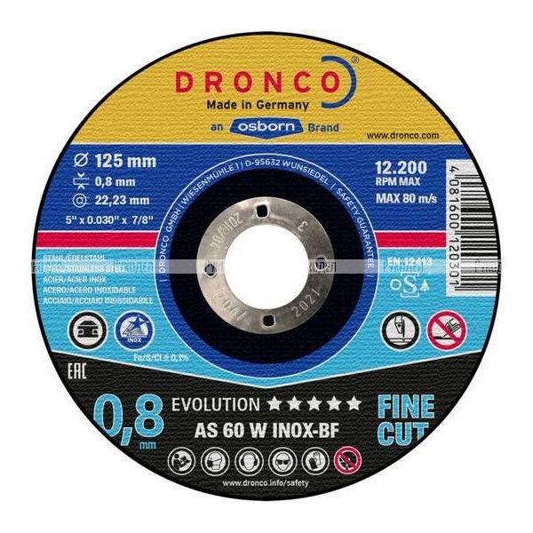 Диск отрезной по металлу Evolution AS 60 W BOX-25 (25 шт. в жестяной коробке; 25x0.8x22.23 мм) Dronco 6900843100